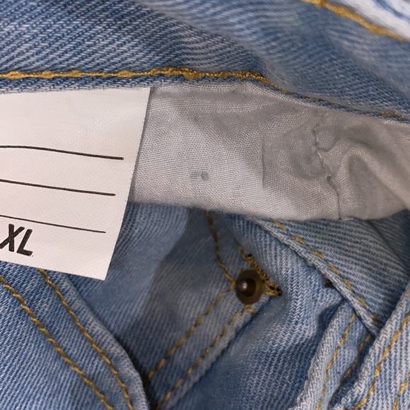 Boho high rise distressed sunflower daisy floral patch 70’s jeans size XLarge - Picture 5 of 8